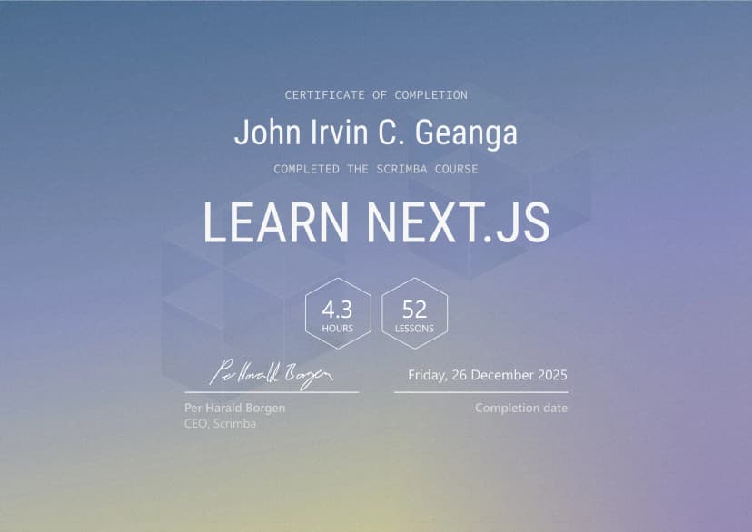 Learn Next.js Certificate